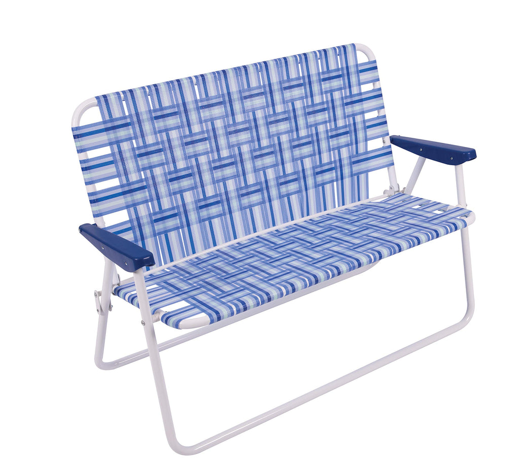 Blue/White Double-Wide Folding Web Lawn Chair N9291