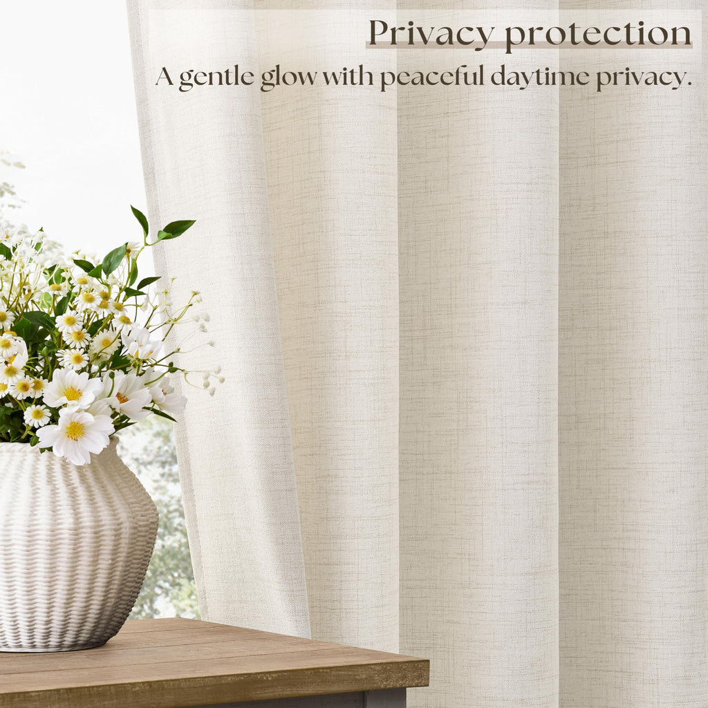 Linen 100 Inch Wide 84 Inch Length Ivory Curtains O4587