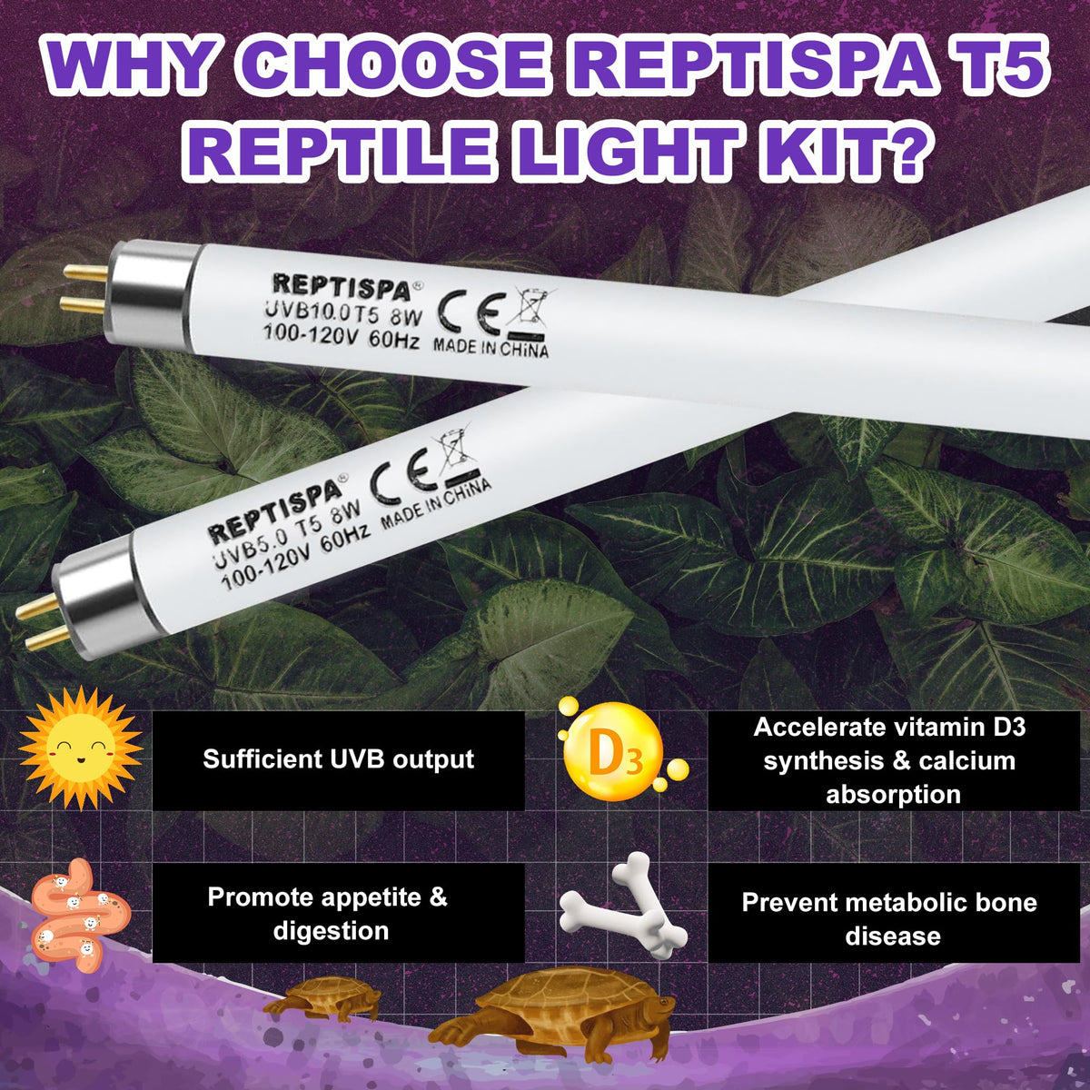 8W T5 HO UVB Fluorescent Light Fixture Combo Kit O9206