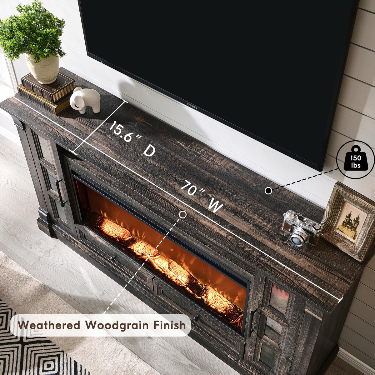 70" Fireplace TV Stand H859