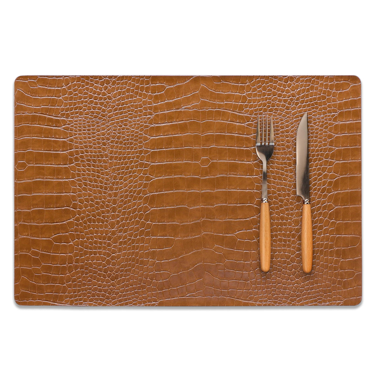Faux Leather Placemats Set of 8 Brown I72431