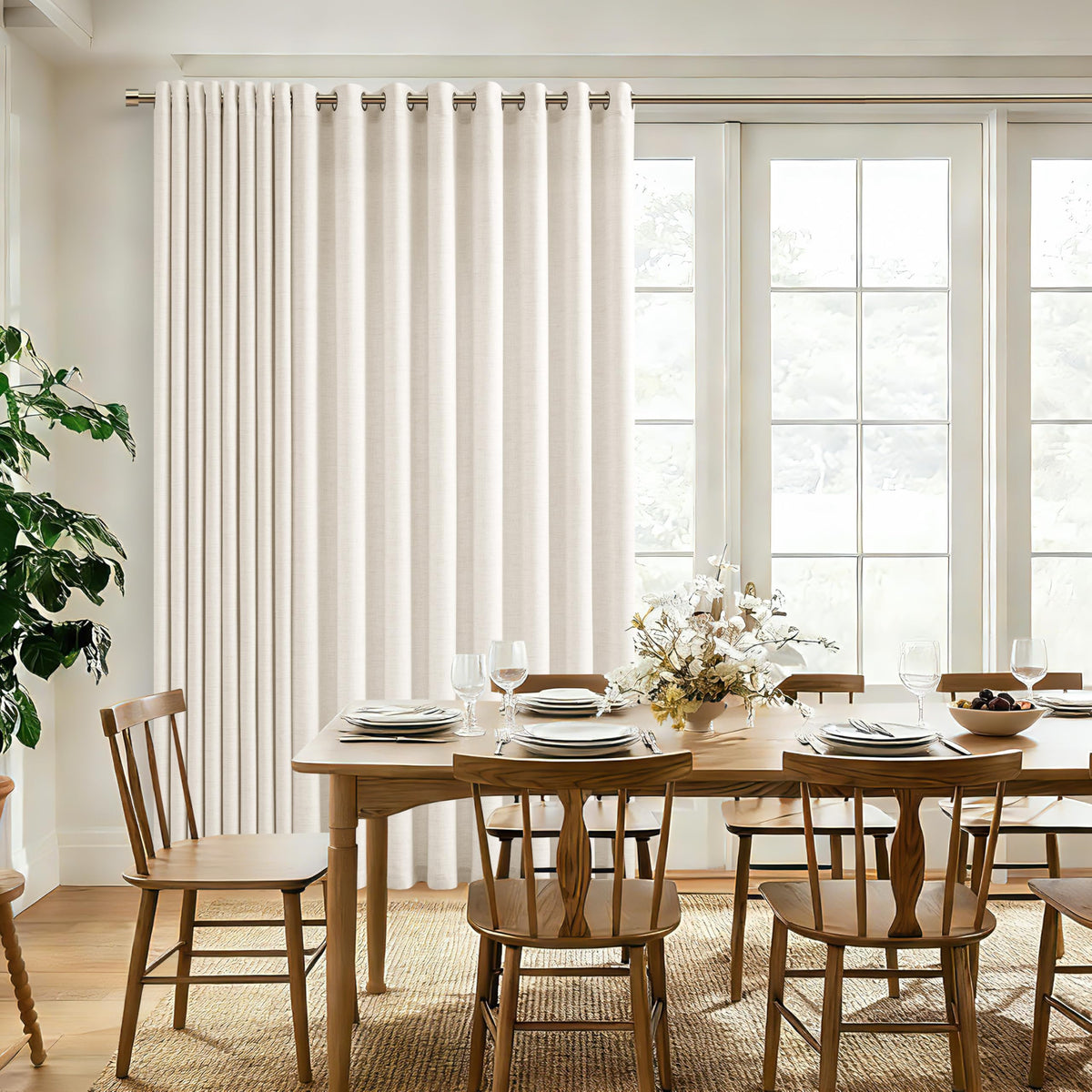 Linen 100 Inch Wide 84 Inch Length Ivory Curtains O4587